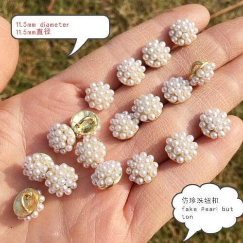 Tiny 11.5mm pearl gold button for shirts and sweaters round flower decorative shank button for garments and clothes accessory