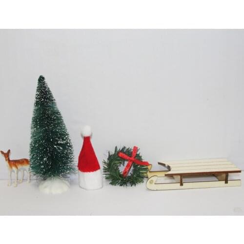 MINI Christmas Tree, MINI Santa Cap,MINI Wooden Sleigh, MINI Sika Deer, Fairy Door Christmas Decorations
