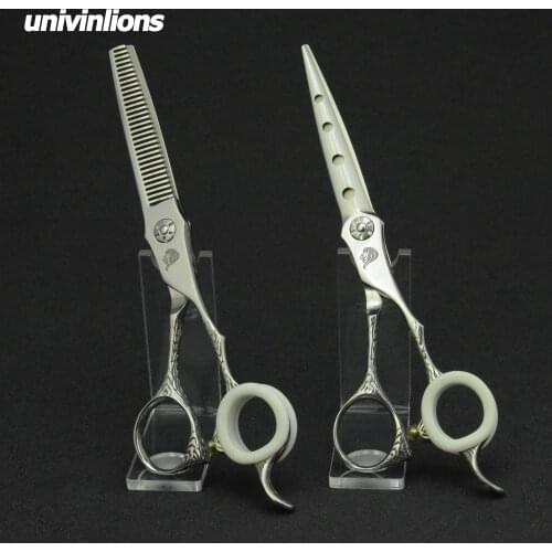 Univinlions 6" haircutter ripple handle hot hair scissors hairdressing scissors kit hair cutting scissors hairdressing tools