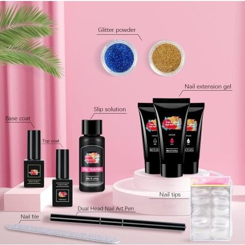 Poly UV Gel Kit Builder Gel Quick Dry Acrylic Gel Kit Nail Extension Gel Manicure Set for Nail Extending