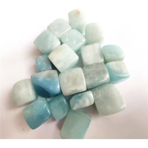 Natural Aquamarine Gem Mineral Specimens Purple Green White Jade Polished Square Decorative Stone