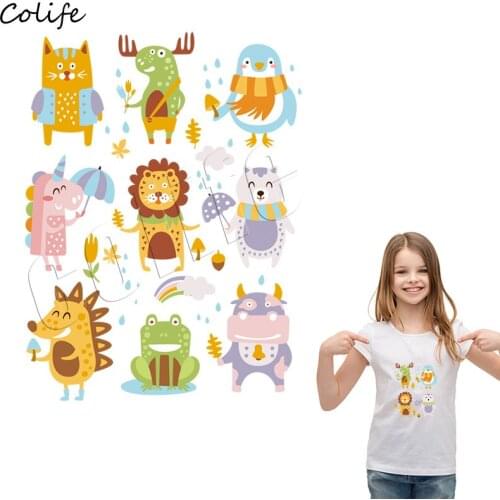 One Set Cut Animal Kawaii Cartoon Frog Bull Bird Deco New Design Heat Transfer Washable Child Easy Print By Household Irons