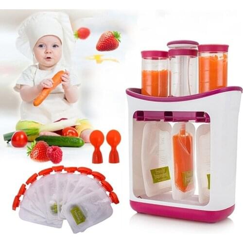 Squeeze Food Station Homemade Baby Food Dispenser Bags Food Maker Set Storage Packing Machine Juice Puree Pack Feeding Pouches