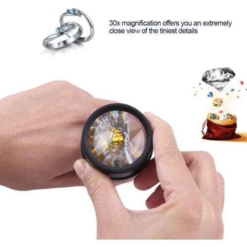Portable 30X Magnifier Jewelry Watch Optical Glass Magnifying Lens Monocular Magnifier for Jewelers Loupe Jewelry Repairing Tool