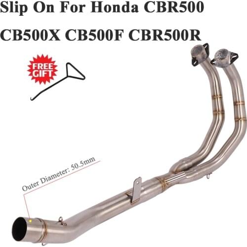 Slip On For Honda CBR500 CB500X CB500F CBR500R Motorcycle Exhaust Escape Modified Front Middle Tube Link Pipe Without Muffler