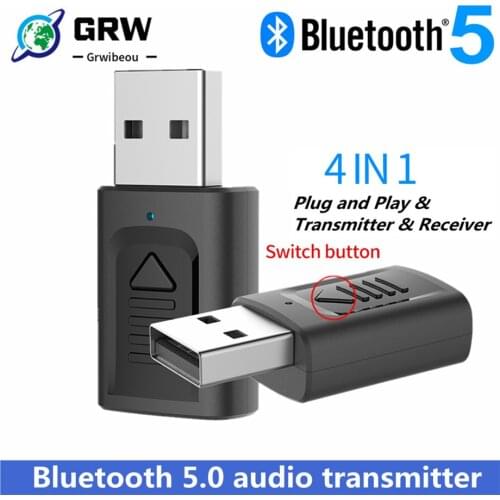 USB Bluetooth 5.0 Adapter 3.5mm AUX BT Audio Receiver Transmitter Wireless Dongle For Car TV Speaker 4 in 1 Bluetooth Adapter