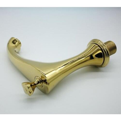 Vidric Bathrooms Gold Brass Faucet Double Knobs 3 Hole Deck Mounted Sink Faucet Hot Cold Mixer Tap 3PCS/set