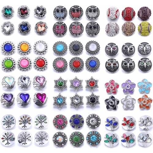 Wholesale 10pcs/lot 18mm Snap Jewelry Mix Many Styles 18mm Metal Snap Buttons Rhinestone Snaps Jewelry