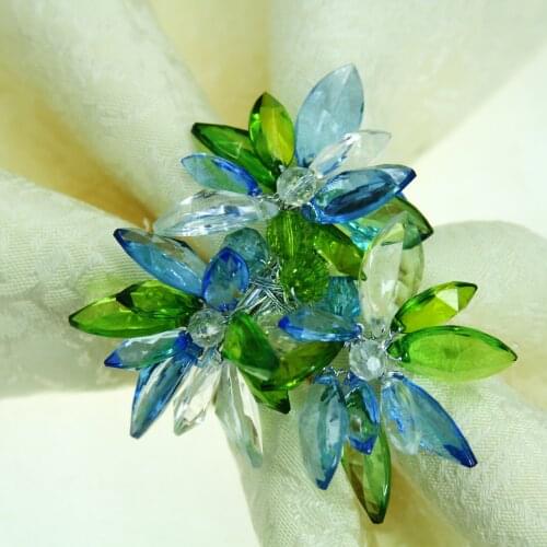 Green blue acrylic beaded napkin ring, napkin holder