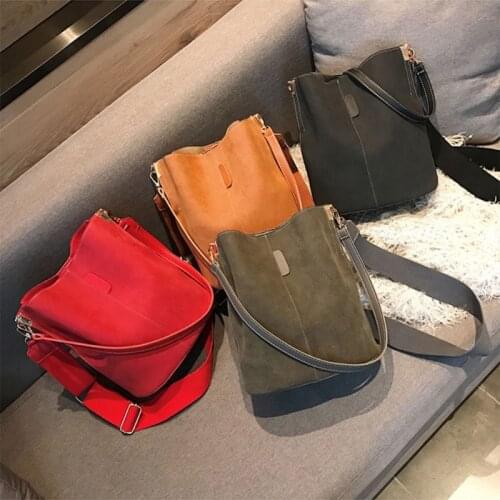 Ladies Messenger Bags Vintage Soft PU Leather Bucket Tote Shoulder Bag Elegant Women Handbags Retro Crossbody Bag
