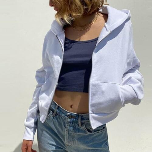 Women Casual Sporty Tracksuit Harajuku Clothes Female Autumn Basic Hoodies Long Sleeve Zipper Sweatshirt Cropped Coat Jacket