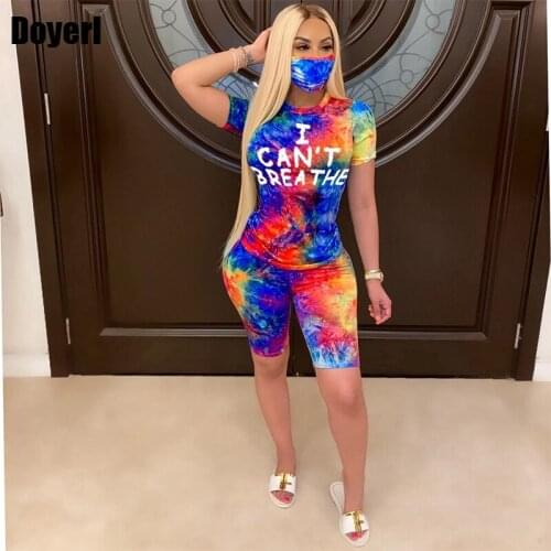Tie Dye Casual 2 Piece Sets Womens Outfits Shorts Tracksuit Women Clothing Sets 2020 Two Piece Summer Biker Shorts Set Wholesale