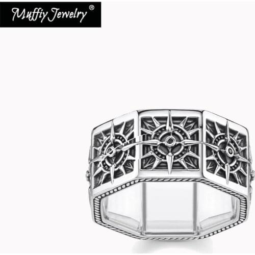 Ring Angular Compass 925 Sterling Silver 2021 Brand New Fine Jewelry Europe Style Vintage Bijoux Sign of Strengt Gift For Women