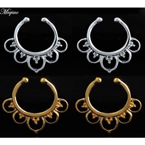 Miqiao 2pcs Explosive Nose Clip Nose Jewelry Retro Round Crown Nose Ring Alternative No Perforated Nasal Septum