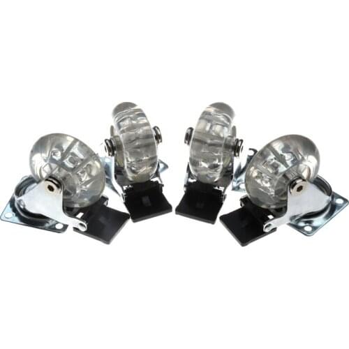 4PCS 50MM Transparent PU Chair Flat Plastic Caster Mute Swivel Wheels Heavy Duty Furniture Robber for Furniture Hardware