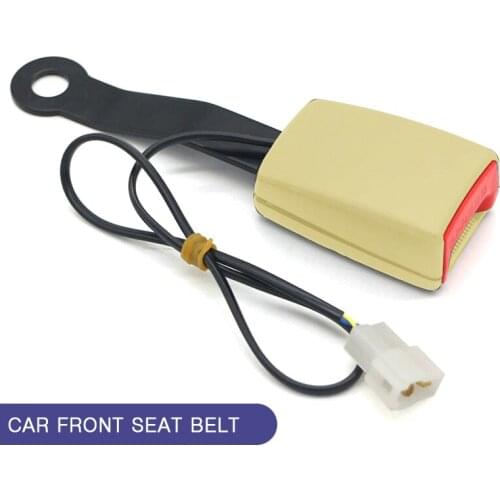 7/8" Beige Car Front Seat Belt Buckle Padding Socket Plug Connector WITH Warning Cable