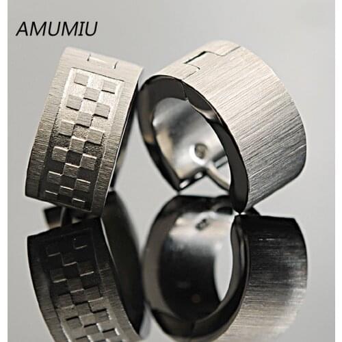 AMUMIU Free shipping 316l Stainless Steel Earrings Dull Polished Little Square Mens Wide Earring For Cow Boy, Wholesale KE003