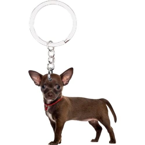Chihuahua Animal Keychain NOT 3D kawaii Dog cute charms llaveros xmas best friends Gifts idea acrylic plat keychains for women