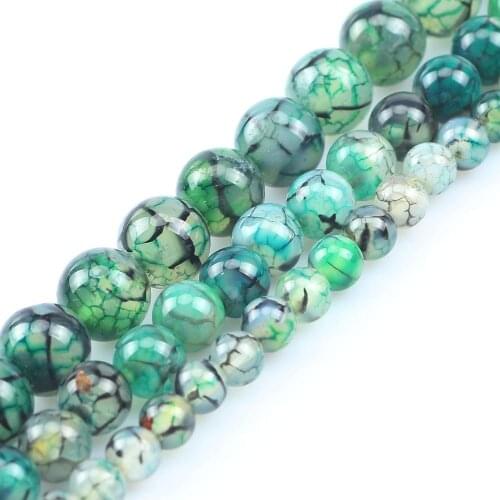 6 8 10mm Green Dragon Vein Agates Loose Stone Beads Round Spacer Beads For Jewelry Making DIY Bracelet Accessories 15''Inches