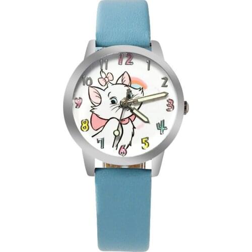 Sky Blue Kids Watch Cute Cartoon Bow Kitten Girl Clock Quartz Sports Boy Watch Kids Fashion Bracelet Wrist Watch Clock Relogio