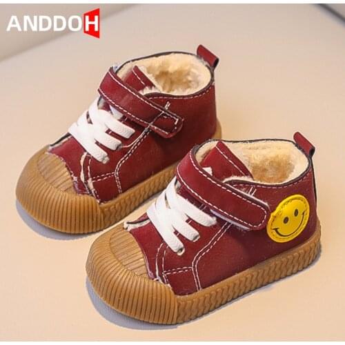 Size 15-19 Baby Warm Winter Cotton Toddler Shoes for Girls Boys Children Plus Thickened Fleece Shoes Kids Anti-slip Casual Shoes