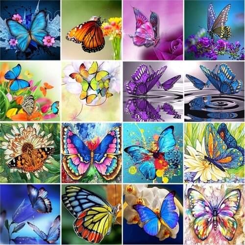 DIY 5D Diamond Painting Animal Colorful Butterfly Diamond Embroidery Full Round Drill Cross Stitch Home Decor Wall Art Picture