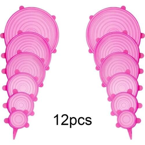 Dropshipping 6/12pcs Silicone Stretch Lids Universal Lid Silicone Bowl Pot Lid Silicone Cover Pan Cooking Food Fresh Bowl Cover