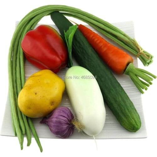 Gresorth Fake Mixed Vegetables Artificial Pepper Cucumber Bean Carrot Garlic Potato Kitchen Decoration