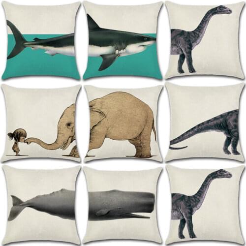 Combination Cotton Linen Case Cover Cushion Decor 18" Home Sofa Print Pillow