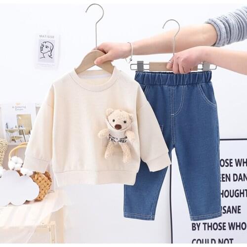 HYLKIDHUOSE Autumn Baby Boys Clothing Sets Toddler Infant Clothes Kids Cartoon Bear T Shirt Pants Children Casual Cotton Outfit