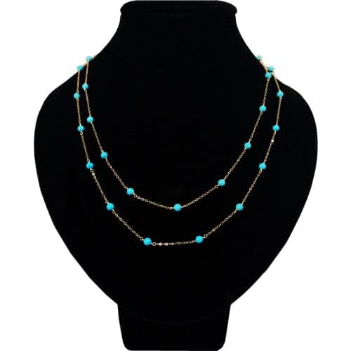 Lii Ji Real 925 Sterling Silver Turquoise Necklace Long Chain Boho Necklace 100cm Women Jewelry Gift