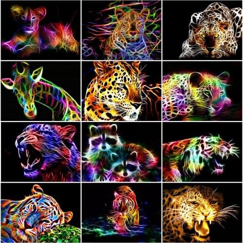 MomoArt 5D Diamond Embroidery Leopard Cross Stitch Diamond Painting Tiger New Arrival Mosaic Animal Full Drill Square Wall Art