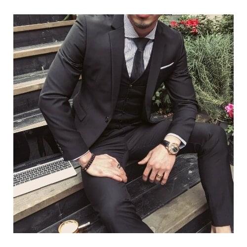 Wonderful Groom Male Wedding Prom Suit Green Slim Fit Tuxedo Men Formal Business Work Wear Suits 3Pcs Set (Jacket+Pants+Vest)