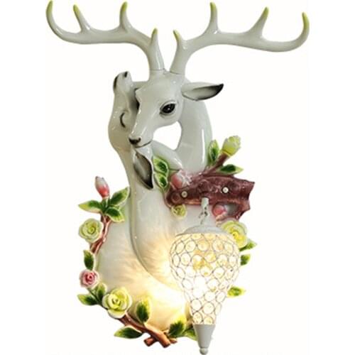 Nordic Flower Deer Wall Lights Sconce Gold Antlers Luxury Lighting Fixtures Living Room Decoration Loft Bedroom Mirror Wall Lamp