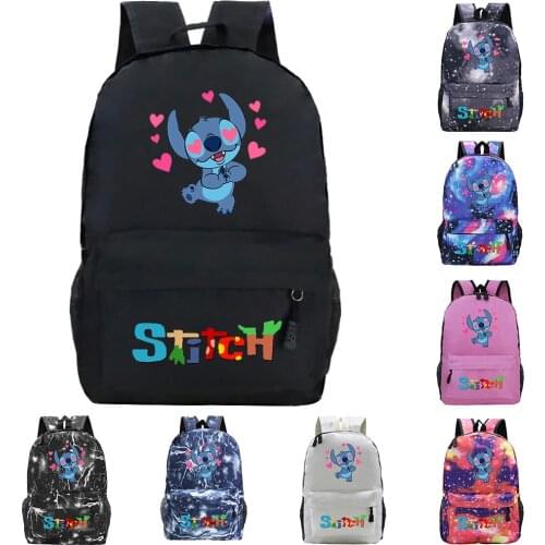 2021 New Disney Cute Cartoon Stitch Print Backpack Primary School Students Breathable Fashion Girl Boy Campus Student School Bag