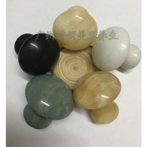 New arrival small jade mushroom massage spa hot energy stone gua sha massager for body and facial beauty skin care 5pcs/set