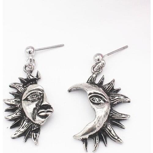 New Arrival Gothic Style Sun Moon Drop Earrings Asymmetry Earrings For Women Girls Accessories Party Abstract Jewelry Oorbellen