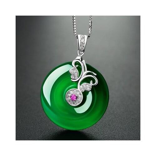 2PC Charming Emerald Chalcedony Anyway Peaceful Drop Ethnic Style Jade Necklace Luxury Mothers Day Gift