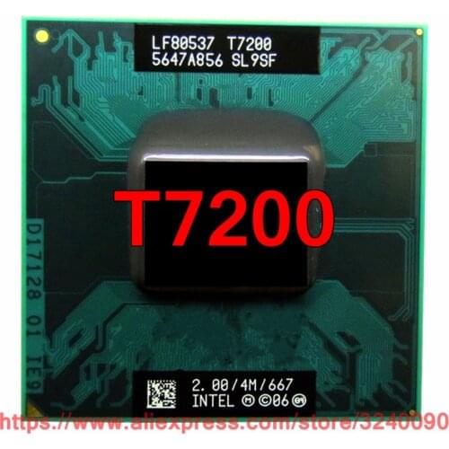 Original lntel Core 2 Duo T7200 CPU Socket 479 (4M Cache/2.0GHz/667 MHz/Dual-Core) Laptop processor free shipping