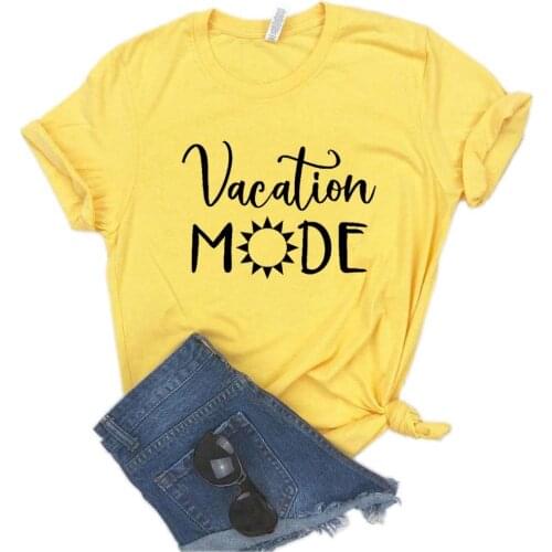 Vacation mode Print Women Tshirts Cotton Casual Funny t Shirt For Lady Top Tee Hipster 6 Color Drop Ship NA-507