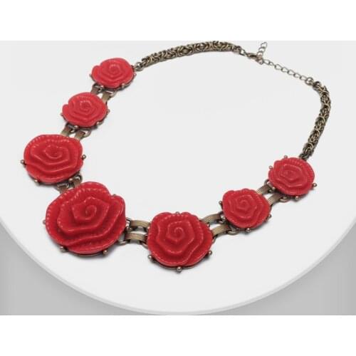 P102 RISPADA Trendy Big Red Flower Necklace Resin Jewelry For Women Girl Gift