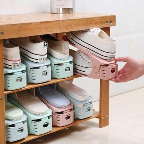 Shoe rack Creative double-layer thickening and space saving Plastic shoe storage rack Shoe cabinet organizer