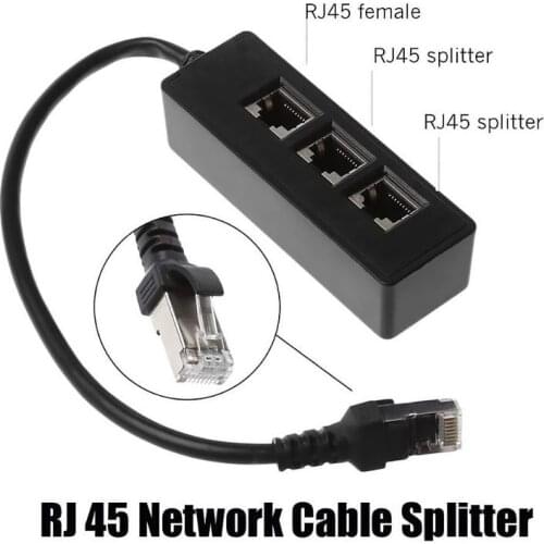 RJ45 Ethernet Splitter Cable Male to 3 Female Switch Adapter Connector for CAT 5 / CAT 6 Splitter Adapter Cable for PC Computer