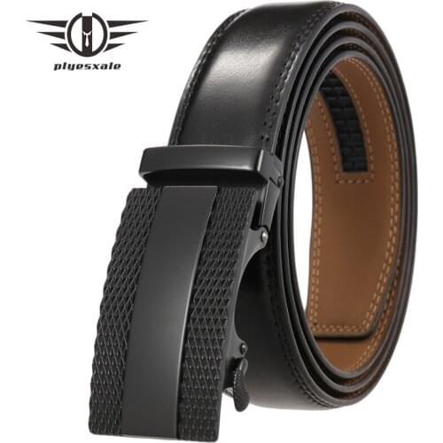 Dark Brown Men Belt Genuine Leather Automatic Buckle Luxury Brand Male Belts Black Strap Original Natural Cowskin Belts B308