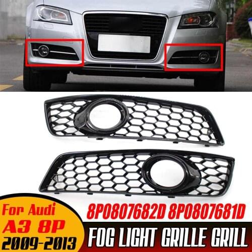 Honeycomb Mesh Style Car Front Bumper Fog Light Grille Grill Cover For Audi A3 8P 2009-2013 8P0807682D 8P0807681D Fog Lamp Grill