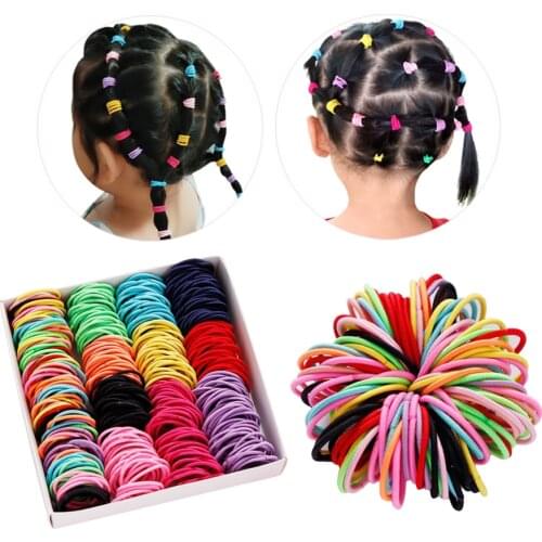 100PCS/Lot Girls Candy Hair Ring Nylon 3CM Rubber Children Safe Elastic Hair Bands Ponytail Holder Kids Hair Accessories Women