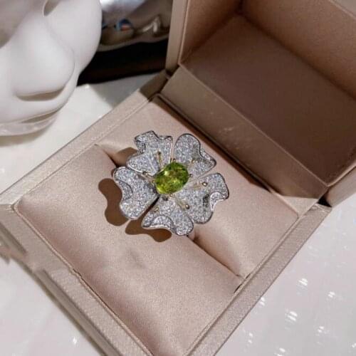 Romantic Elegant Big Flower Silver Ring for Women Delicate Fashion Design Wedding Entity Ring Ladies Girls Party Gift Jewelry