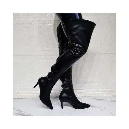 Sexy Women Over Knee High Boots Side Zip Stiletto Heels Boots Botas Mujer Ladies Girls Unisex Shoes Woman Botas Size 43 44 47