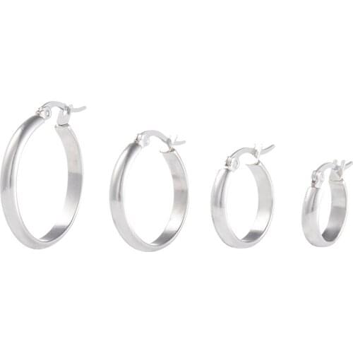 Stainless Steel Earrings Mix Sizes 15mm 18mm 22mm 28mm Big Clip Geometric Circle Round Hoop Earring Jewelry Mix Sizes
