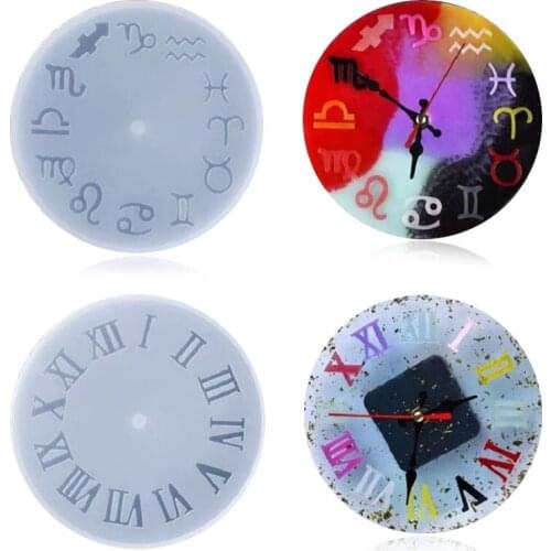 Self-made round clock silicone mold DIY constellation zodiac disc crystal epoxy resin mold cake decoration tools handicraft mold